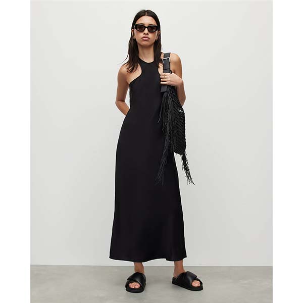 Allsaints Australia Womens Betina Slip Maxi Dress Black AU68-104